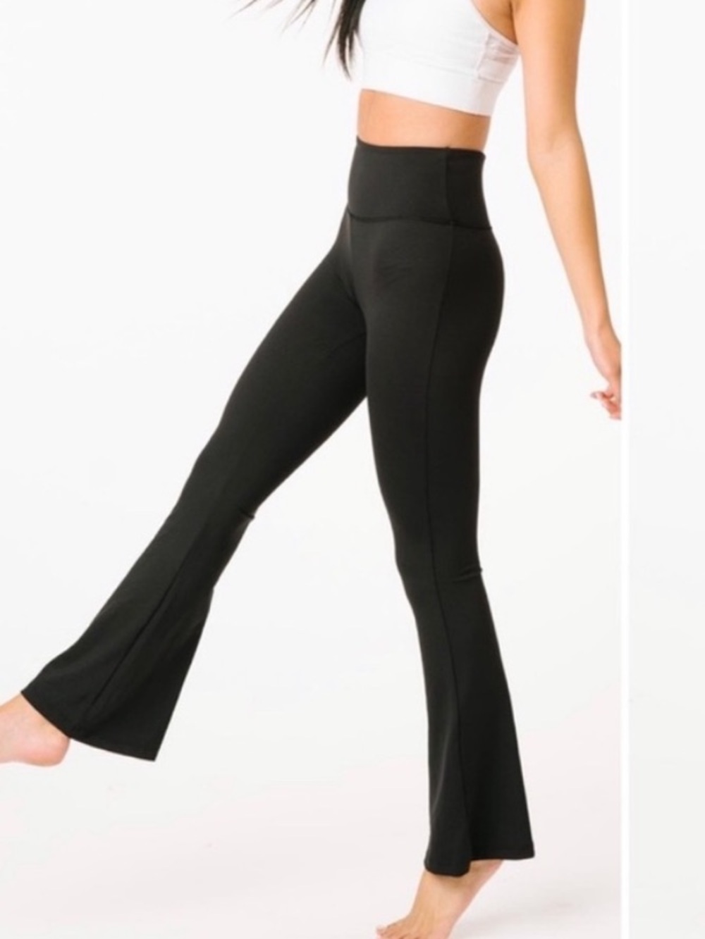 NWT Zyia Black Hi-Rise Light n Tight Flare Leggings